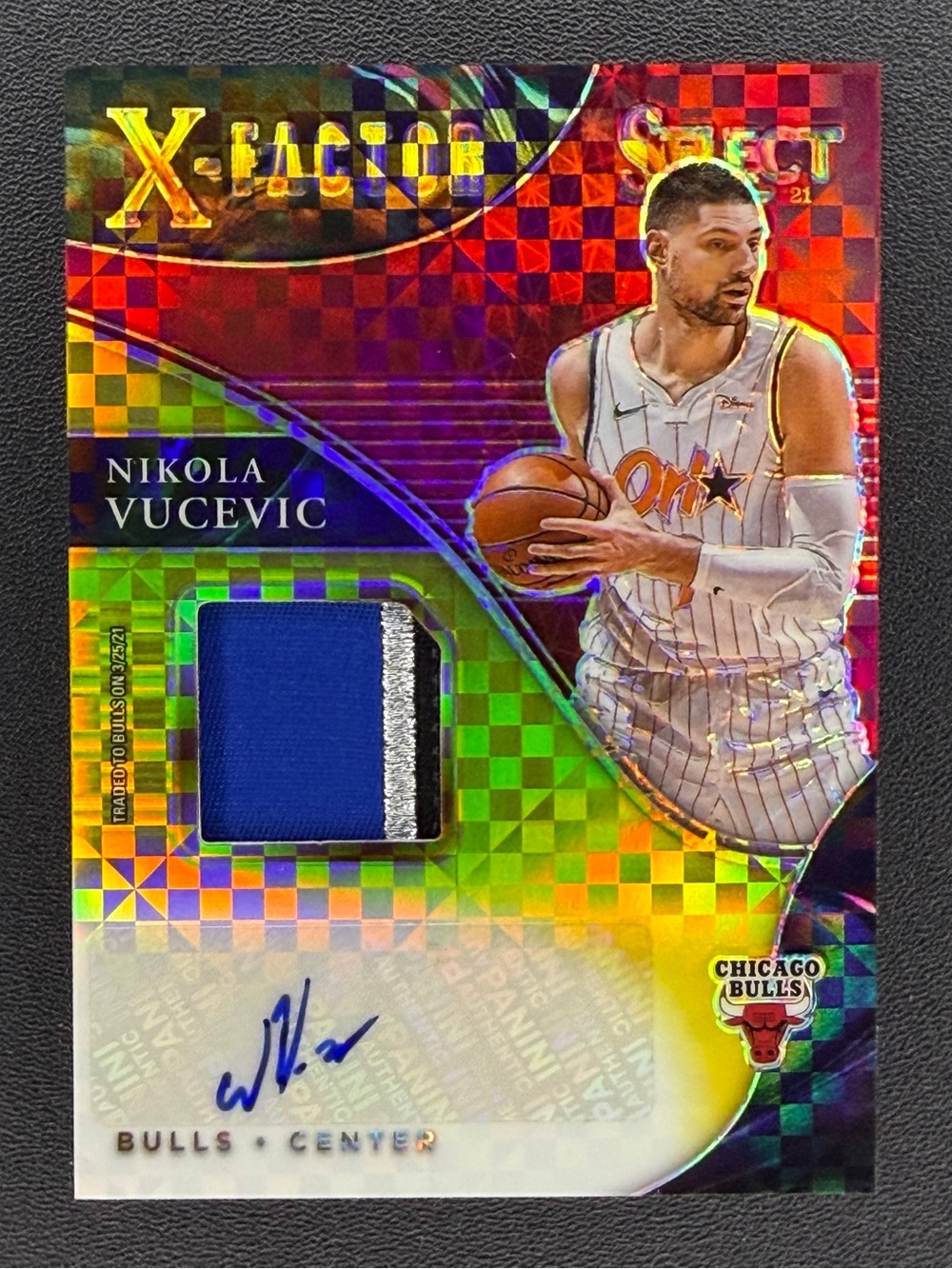 2020-21 Select Prizm Nikola Vucevic X-Factor Game Worn Patch Relic Auto Gold /10